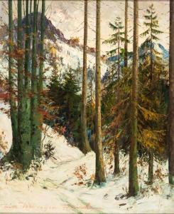 KLINGER FRANKEN Will 1909-1986,Winterliche Waldlandschaft im Gebirge,Zeller DE 2019-04-03