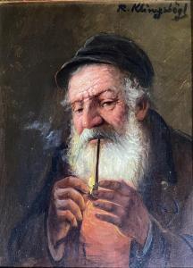 KLINGSBOGL Rudolf 1881-1943,Portrait of a Man lighting his Pipe,Theodore Bruce AU 2021-05-17