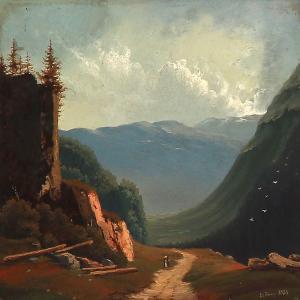 KLINGSEY Edvard 1817-1887,Mountain landscape,1855,Bruun Rasmussen DK 2012-04-02