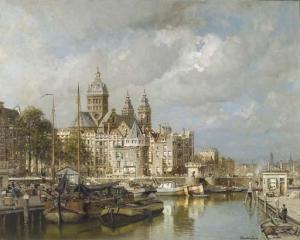 KLINKENBERG Johannes Christiaan 1852-1924,A bustling Prins Hendrikkade with the St. Nico,Christie's 2005-10-25