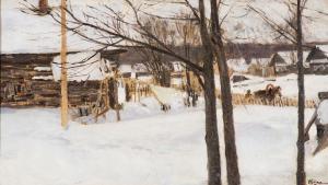 KLODT Nicolaï Alexandrov 1865-1918,Winter courtyard,1900-1910,Sovcom RU 2022-11-23