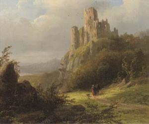KLOMBECK Johann Bernard 1815-1893,Travellers on a sunlit path by a ruin,Christie's GB 2006-10-24