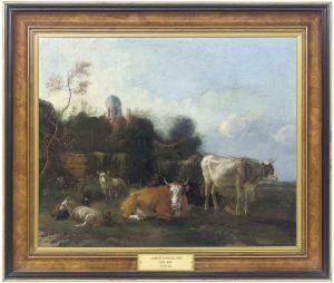 KLOMP Albert Jansz 1618-1688,Cattle and sheep resting in a pastoral landscape,Christie's 2011-02-22