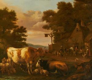 KLOMP Albert Jansz 1618-1688,Village Scene with Cows,1677,Van Ham DE 2023-05-15