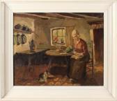 Kloppers Frank,Boeren interieur met boerin en kat,1930,Twents Veilinghuis NL 2017-07-14
