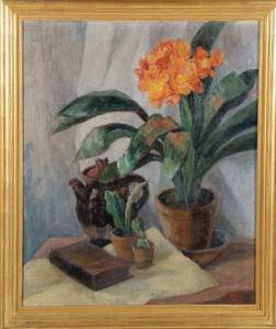 KLOSE C 1900-1900,Still Life with Teapot, Potted Geraniums and a Cactus,William Doyle US 2007-06-05