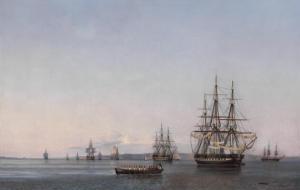 KLOSS Frederick Theodor 1802-1876,A Russian squadron at anchor in the Sound of,1830,Bruun Rasmussen 2021-11-30