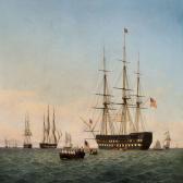 KLOSS Frederick Theodor 1802-1876,Seascape withAmerican ships of the line,Bruun Rasmussen 2008-11-18