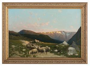 KLUTH ROBERT C. 1854-1921,Mountainous Landscape with Sheep,New Orleans Auction US 2021-10-24