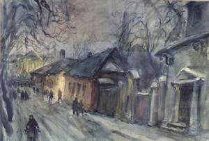 KLUTSCHEWSKAJA Elisabeth 1924-2000,Moskau-Dostojewskistrasse in der Dämmerung,Jens Scholz 2017-10-27