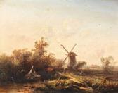 KLUYVER Pieter Lodeviik 1816-1900,Zomerlandschap met wandelaar bij een molen,Venduehuis 2011-05-18