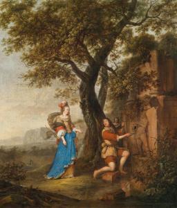 KNÜPFER Nikolaus 1603-1655,An elegant hunting party resting near a well,Palais Dorotheum 2014-06-24
