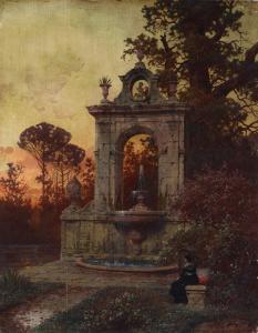 KNAB Ferdinand 1834-1902,La fontana del parco,1896,Galleria Pananti Casa d'Aste IT 2023-12-14