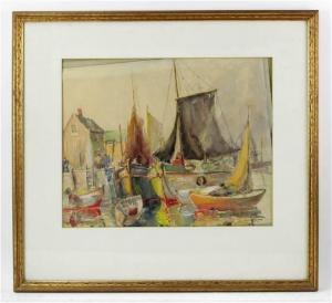 KNAPP Charles R 1900-1900,harbor scene with sailboats,Kaminski & Co. US 2022-08-27