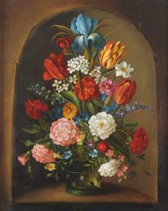 KNAPP F. Oskar 1914-1987,Stilleben mit Blumen in einer Glasvase,Von Zengen DE 2018-09-07