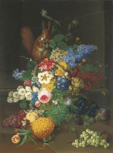 KNAPP Joseph,A red squirrel on a basket with roses, narcissae a,1836,Christie's GB 2011-10-26