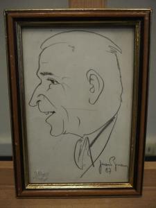 KNEALE Brian 1930,Caricature de Raymond BARRE,1987,Sadde FR 2019-04-25