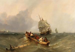 KNELL William Adolphus 1805-1875,Rowing out to the fleet in a choppy sea,1853,Bonhams GB 2024-04-24