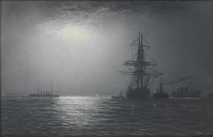 KNELL William Adolphus 1805-1875,Ships at anchor in moonlight,Bonhams GB 2023-10-18