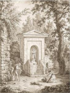 KNIEP Christian Heinrich 1755-1825,Landschaft bei Castellamare mit einem Madonnens,Galerie Bassenge 2018-06-01