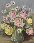 KNIGHT C.H.V,Roses and Summer Flowers in a Glass Vase,20th Century,John Nicholson GB 2020-06-12