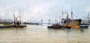 KNIGHT Edwin H 1900-1900,Shipping on the Thames,Bonhams GB 2013-02-05