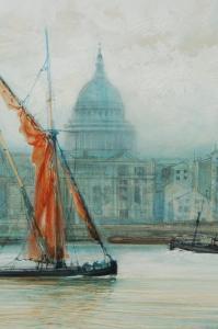 KNIGHT Edwin H,view of St. Pauls and the pool of London,Lawrences of Bletchingley 2008-07-15