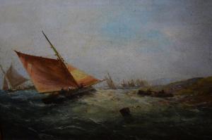 KNIGHT George 1872-1892,fishing vessels off the coast,Lawrences of Bletchingley GB 2021-09-07