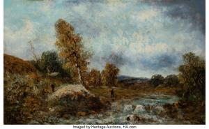 KNIGHT John William Buxton,Landscape with fishermen at a stream, storm approa,Heritage 2023-12-14