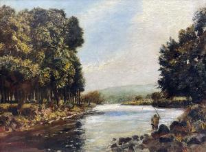 KNIGHT John William Buxton,Lone Fisherman on the Riverside,David Duggleby Limited 2023-12-08