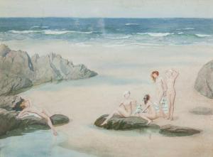 KNIGHT Laura 1877-1970,Nude bathers,Adams IE 2016-06-12