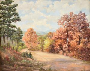 KNIGHT Normah Louise Alcott,Pines on the Path in Fall Landscape,Simpson Galleries 2020-09-20