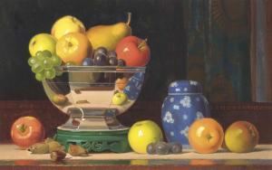 KNIGHT W.A,Fruit in a silver bowl, with a Chinese jar decorat,1900,Christie's GB 2014-01-16