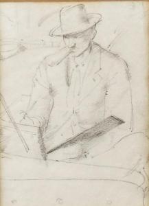 KNIGHTS Winifred,Portrait of Arnold Mason Sketching,1918,Bellmans Fine Art Auctioneers 2023-05-16