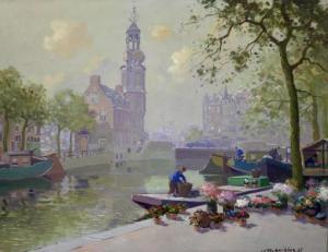 KNIKKER Jan II 1911-1990,Bloemenmarkt bij de Munt in Amsterdam,Venduehuis NL 2022-02-22