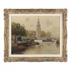 KNIKKER Jan II 1911-1990,View of Munt Tower and Canals, Amsterdam,Leland Little US 2022-09-22