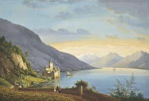 KNIP Hendrik Johannes,A view of Lake Geneva, with figures at a vineyard ,Christie's 2023-05-24