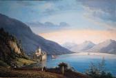 KNIP Hendrik Johannes,A View of the Lake of Geneva, with people near a v,Christie's 1998-11-09