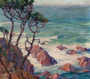 KNOPF Nellie Augusta 1875-1962,Trees and Surf, Pacific Coast,1924,Hindman US 2022-05-10