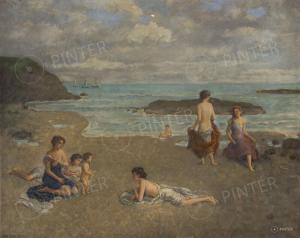 Knopp Imre 1867-1945,Bathers on The Beach,Pinter HU 2024-02-28