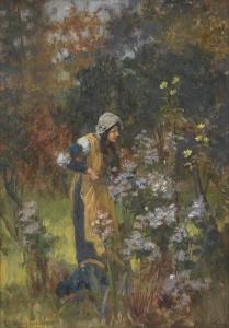 KNOWLES George Sheridan 1863-1931,Picking flowers in a summer garden,Bonhams GB 2023-03-08