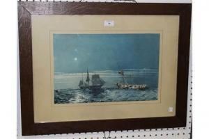 KNOX B.D.,Moonlit View of Sailing Vessels in Choppy Waters,1869,Tooveys Auction GB 2015-11-04