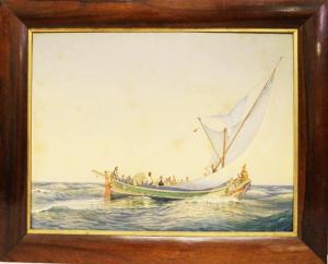 KNOX B.D.,Veduta marina con barca a vela,1871,Anglicana Aste IT 2023-02-03
