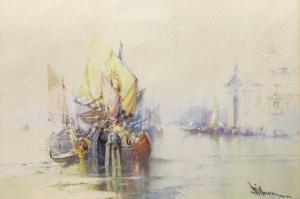 KNOX Wilfred 1884-1966,Ventian Scene with heavily laden boats,Tennant's GB 2023-11-03
