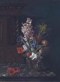 KNUDSEN 1800-1900,Summer blooms in a glass vase on a marble table in,Christie's GB 2004-03-18