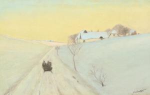 KNUTZEN BALDER 1862-1937,A winter landscape with a horse drawn sleigh,Bruun Rasmussen DK 2018-02-05