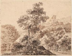 KOBELL Ferdinand 1740-1799,Landschaft mit einer Burgruine im Hintergrund,Galerie Bassenge 2022-12-02