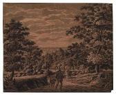 KOBELL Franz Innocenz,A Morning Landscape with a Huntsman and his Dog,Swann Galleries 2004-01-29