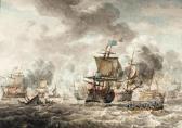 KOBELL Hendrik II 1751-1779,A Naval engagement,1772,Christie's GB 2000-03-08