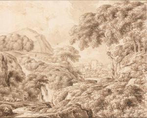KOBELL Hendrik II 1751-1779,Paysage de montagne aux bergers,De Maigret FR 2020-06-04